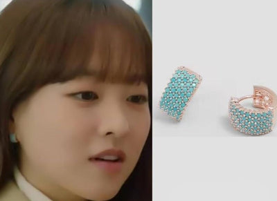 Doom At Your Service Inspired Park Bo-Young Turquoise Wide Huggie Earrings